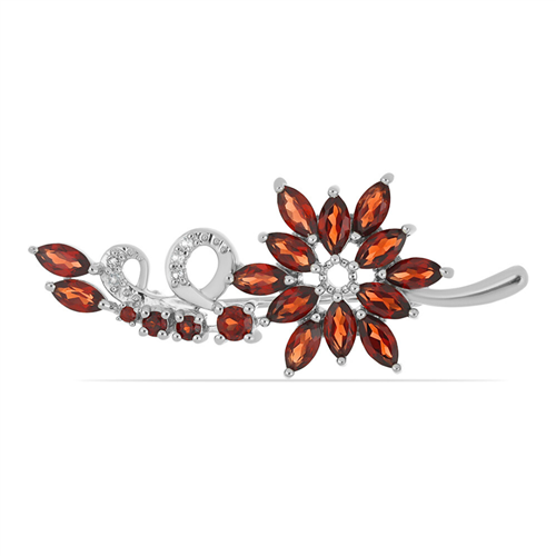 BUY 925 SILVER BROOCH WITH GARNET GEMSTONE